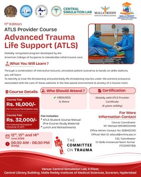 4th ATLS Provider Course, Dates 12-14 June 2026 for Int & Ext Brochure